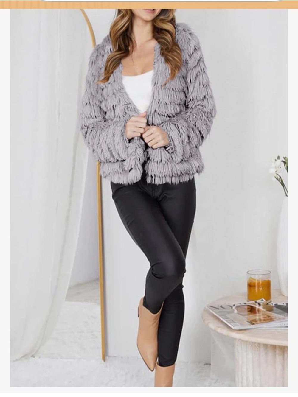 Faux fur cardigan NEW LARGE